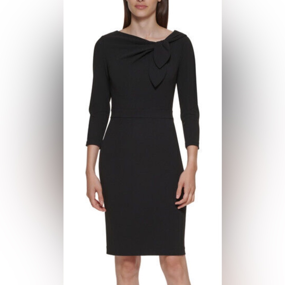 NWT Calvin Klein Bow Neck 3/4 Sleeve Sheath Dress